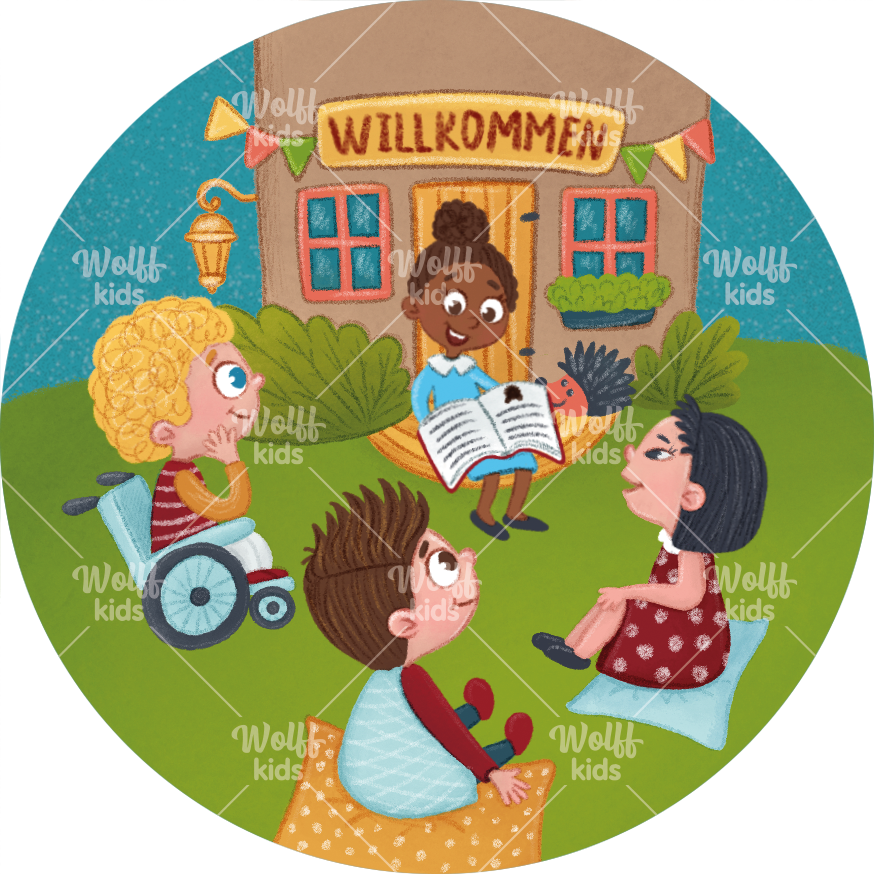Einzelner Magnet: Willkommen in Kita oder Schule -6 cm